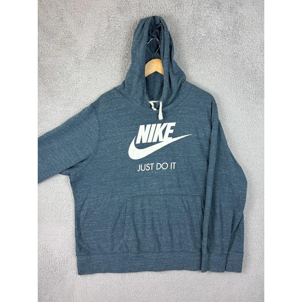 Nike Hoodie Womens 3X Blue Just Do It Fleece Pullover Graphic Logo Plus Size
